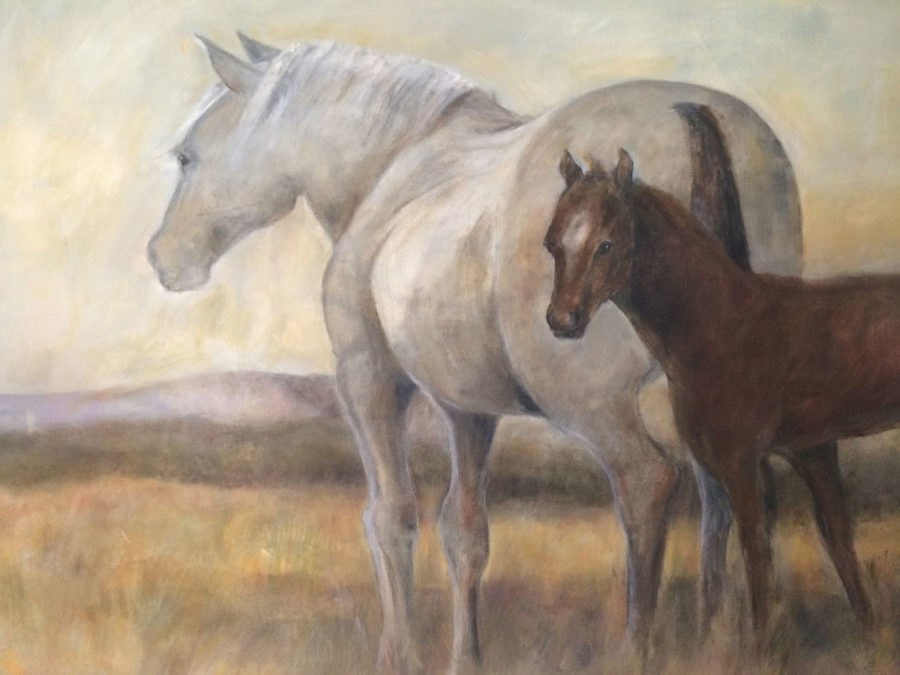 White Mare with Colt